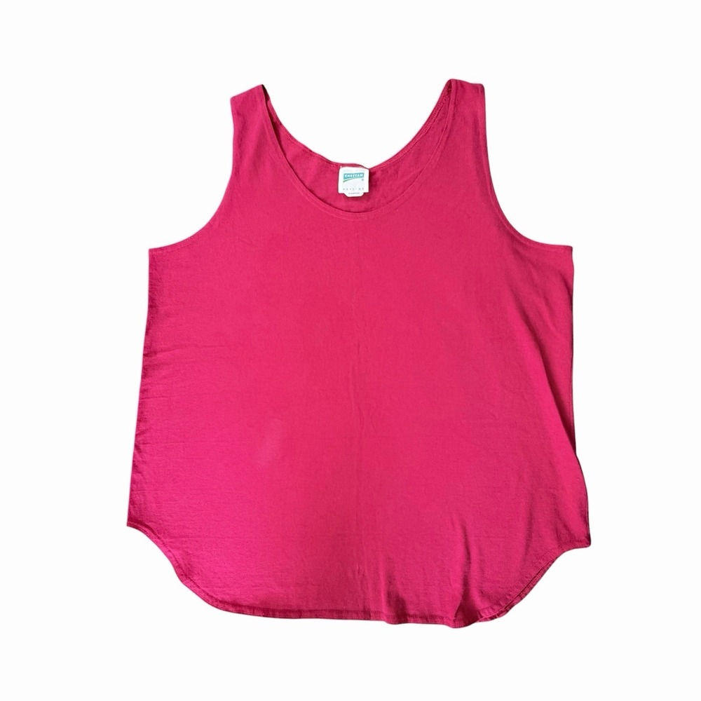 Vintage Cheetah Mervyns Tank Top XL Pink Workout Cotton Aerobics Made in USA 90s